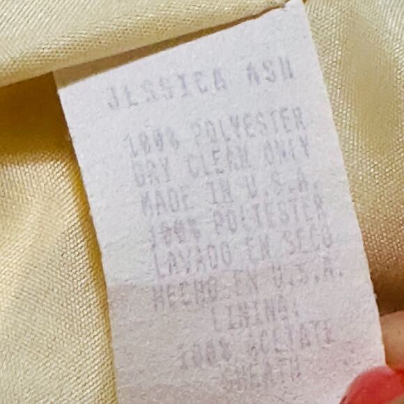 Vintage Jessica Ash New York Yellow Pinstripe Career Suit Skirt & Blazer Size 14 - Picture 13 of 13